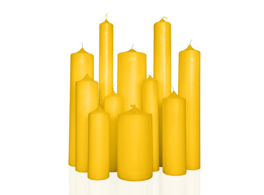 Altarkerzen Gelb aus 100% Ceresin-Wachs....