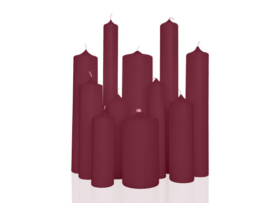 Altarkerzen Bordeaux aus 100% Ceresin-Wachs....