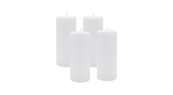 4er Set Adventskranzkerzen Weiß Ø 40 x 200 mm