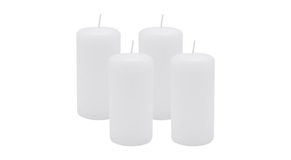 4er Set Adventskranzkerzen Weiß Ø 50 x 100 mm