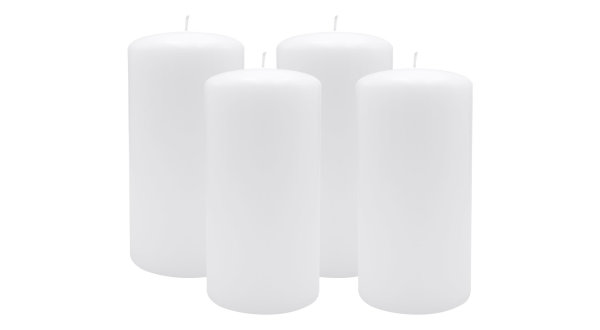 4er Set Adventskranzkerzen Weiß Ø 80 x 150 mm