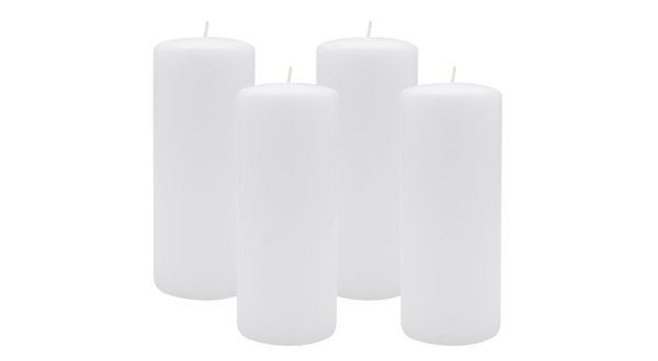 4er Set Adventskranzkerzen Weiß Ø 80 x 200 mm