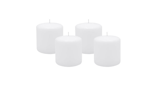 4er Set Adventskranzkerzen Weiß Ø 100 x 100 mm