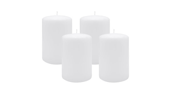4er Set Adventskranzkerzen Weiß Ø 100 x 150 mm