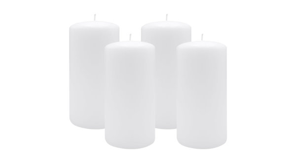 4er Set Adventskranzkerzen Weiß Ø 100 x 200 mm