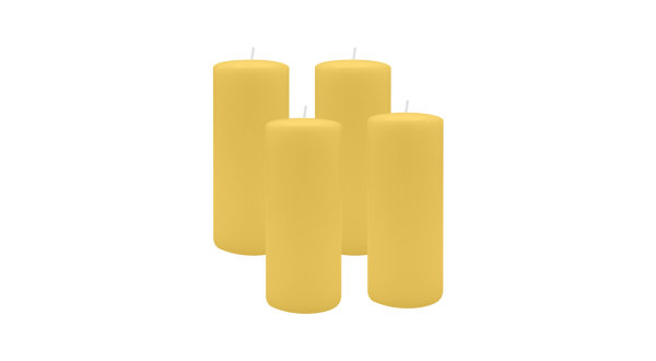 4er Set Adventskranzkerzen Grapefruit Gelb Ø 70 x 180 mm