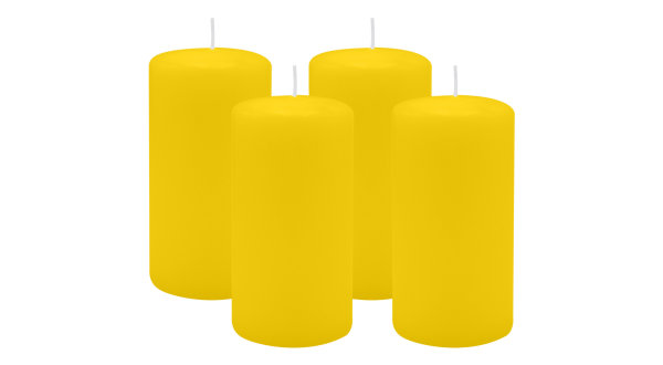 4er Set Adventskranzkerzen Zitrone Gelb Ø 60 x 100 mm