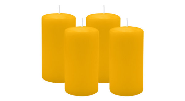 4er Set Adventskranzkerzen Goldgelb Ø 60 x 100 mm