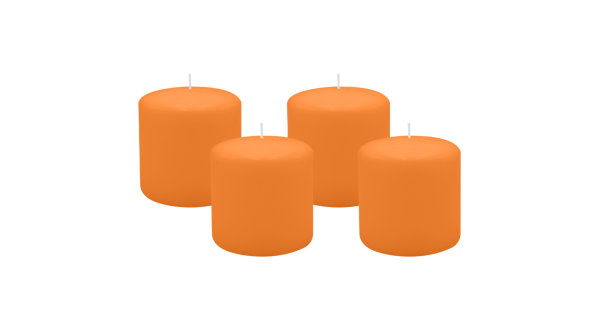 4er Set Adventskranzkerzen Mango Orange Ø 100 x 100 mm