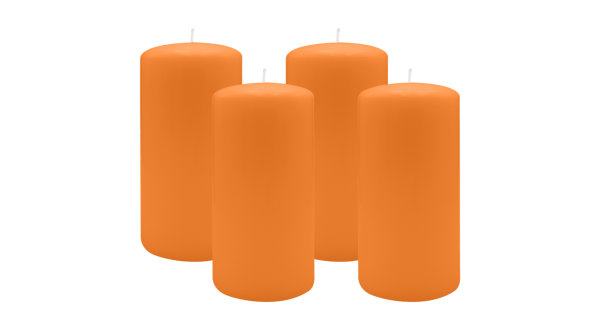 2er Set Adventskranzkerzen Mango Orange Ø 100 x 300 mm
