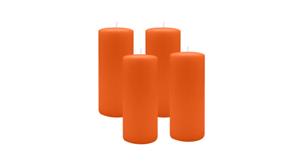 4er Set Adventskranzkerzen Karotte Dunkel-Orange Ø 60 x 200 mm