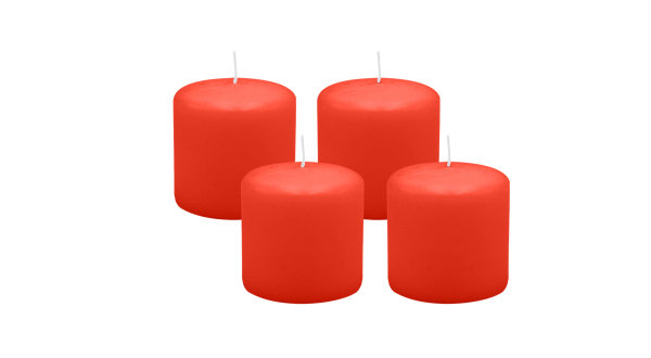 4er Set Adventskranzkerzen Paprika Hellrot Ø 60 x 80 mm