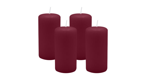 4er Set Adventskranzkerzen Bordeaux Ø 50 x 100 mm
