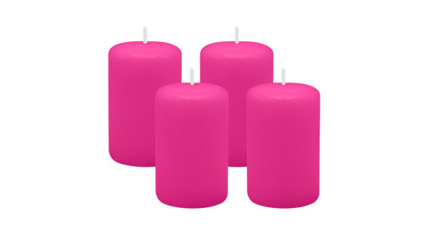 4er Set Adventskranzkerzen Fuchsia Pink Ø 50 x 80 mm