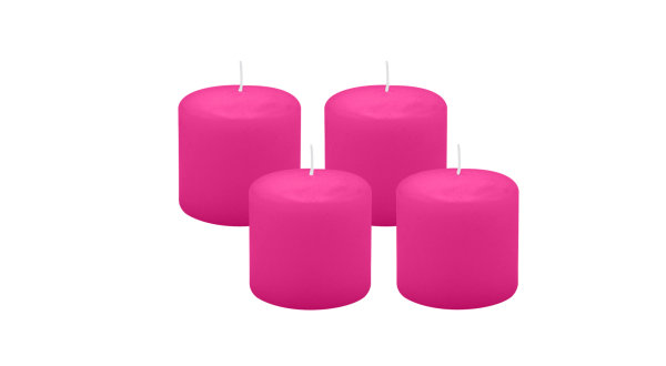 4er Set Adventskranzkerzen Fuchsia Pink Ø 60 x 60 mm