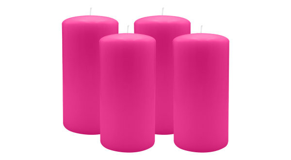 4er Set Adventskranzkerzen Fuchsia Pink Ø 80 x 150 mm