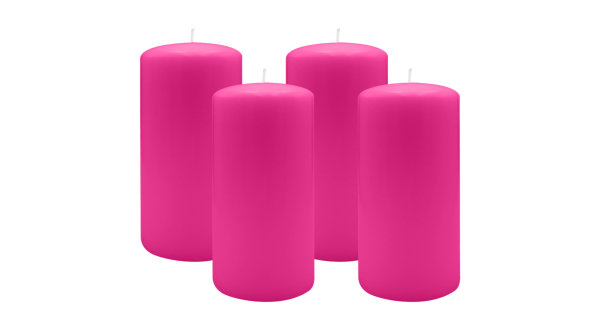 4er Set Adventskranzkerzen Fuchsia Pink Ø 100 x 200 mm