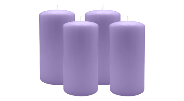4er Set Adventskranzkerzen Lavendel-Lilac Ø 80 x 150 mm