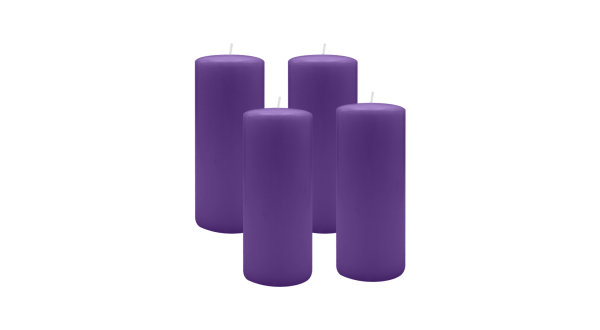 4er Set Adventskranzkerzen Lila Ø 40 x 200 mm