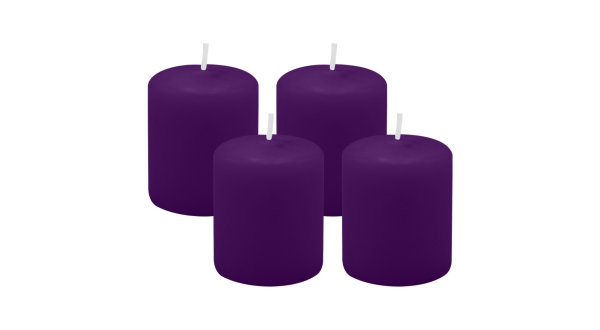 4er Set Adventskranzkerzen Violett Ø 50 x 60 mm