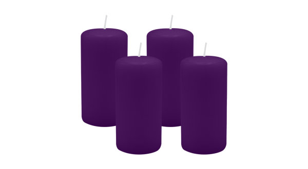 4er Set Adventskranzkerzen Violett Ø 50 x 100 mm