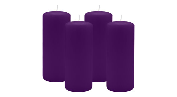 4er Set Adventskranzkerzen Violett Ø 60 x 120 mm
