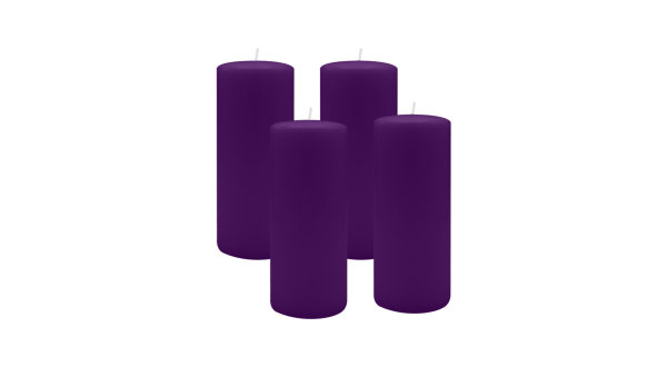 4er Set Adventskranzkerzen Violett Ø 70 x 180 mm