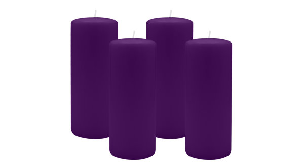 4er Set Adventskranzkerzen Violett Ø 80 x 200 mm