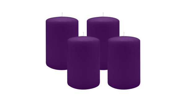 4er Set Adventskranzkerzen Violett Ø 100 x 150 mm