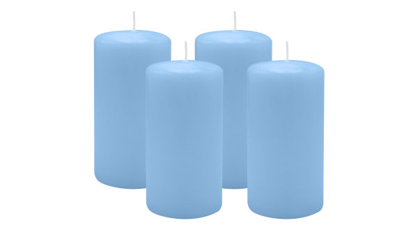 4er Set Adventskranzkerzen Blue Bell Hellblau Ø 60 x 100 mm