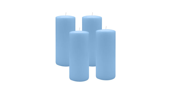 4er Set Adventskranzkerzen Blue Bell Hellblau Ø 60 x 200 mm