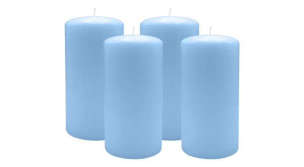 4er Set Adventskranzkerzen Blue Bell Hellblau Ø 80 x 150 mm