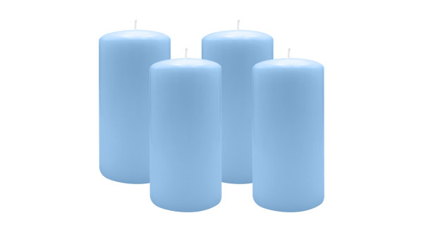 4er Set Adventskranzkerzen Blue Bell Hellblau Ø 100 x 200 mm