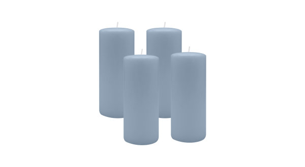 4er Set Adventskranzkerzen Jeans Blau Ø 70 x 180 mm