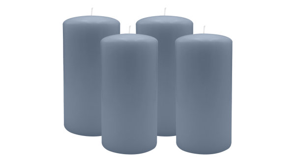 4er Set Adventskranzkerzen Pacific Blau Grau Ø 80 x 150 mm