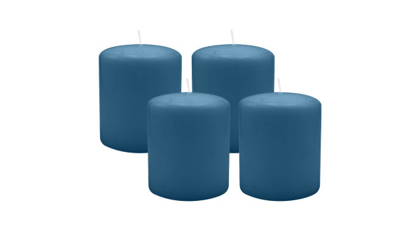 4er Set Adventskranzkerzen Petrol Blau Ø 100 x 120 mm