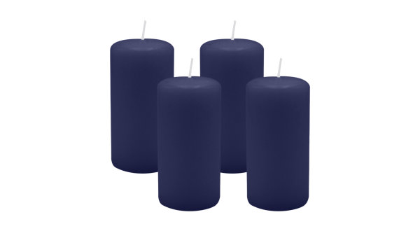 4er Set Adventskranzkerzen Nachtblau Dunkelblau Ø 50 x 100 mm