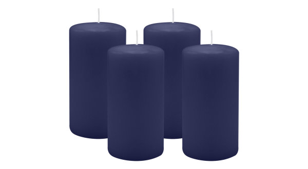 4er Set Adventskranzkerzen Nachtblau Dunkelblau Ø 60 x 100 mm