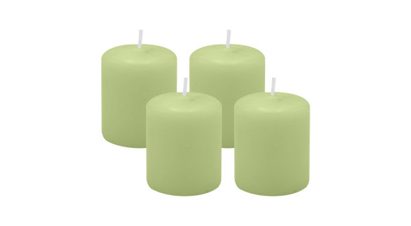 4er Set Adventskranzkerzen Kiwi Hellgrün Ø 50 x 60 mm