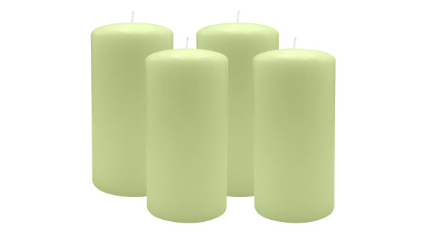 4er Set Adventskranzkerzen Kiwi Hellgrün Ø 80 x 150 mm