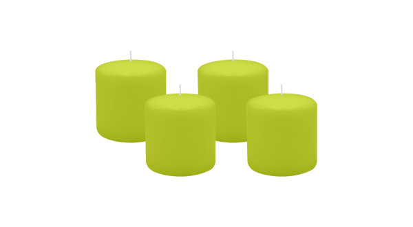 4er Set Adventskranzkerzen Lime Grün Ø 100 x 100 mm