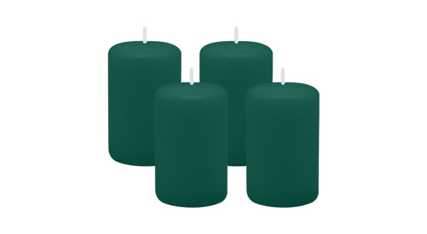 4er Set Adventskranzkerzen Dunkelgrün Ø 50 x 80 mm