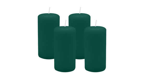 4er Set Adventskranzkerzen Dunkelgrün Ø 50 x 100 mm