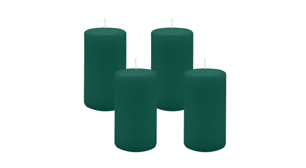 4er Set Adventskranzkerzen Dunkelgrün Ø 70 x 130 mm