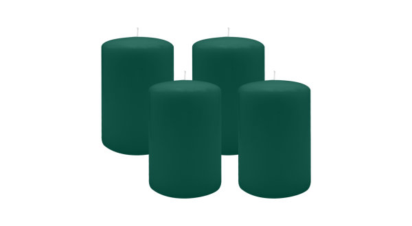 4er Set Adventskranzkerzen Dunkelgrün Ø 100 x 150 mm