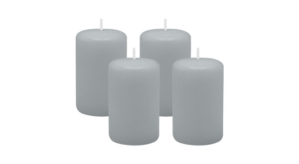 4er Set Adventskranzkerzen Silbergrau Ø 50 x 80 mm