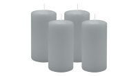 4er Set Adventskranzkerzen Silbergrau Ø 60 x 100 mm
