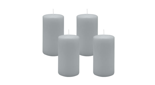 4er Set Adventskranzkerzen Silbergrau Ø 70 x 130 mm
