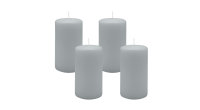 4er Set Adventskranzkerzen Silbergrau Ø 70 x 130 mm