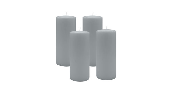 4er Set Adventskranzkerzen Silbergrau Ø 70 x 180 mm